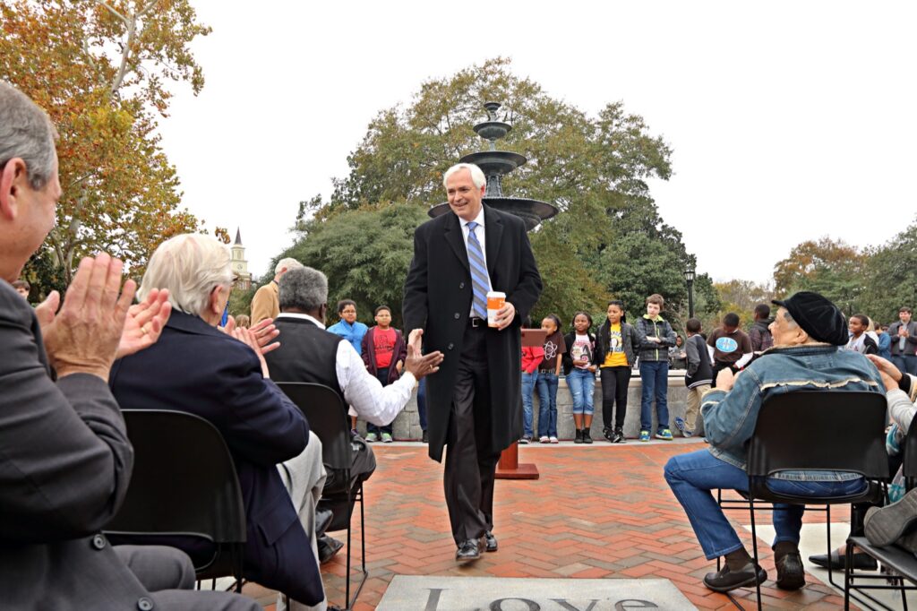 President Underwood at the Tattnall Park fountain dedication
