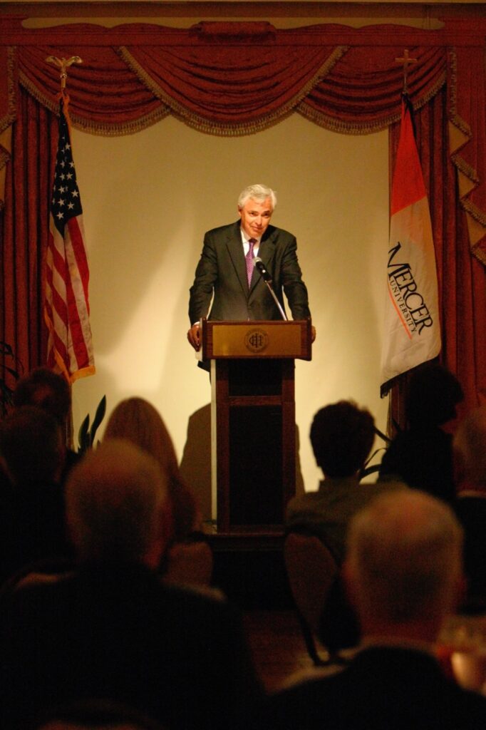 President Underwood standing at a podium