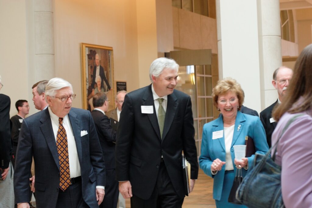 President Underwood talking with Dr. Godsey and others