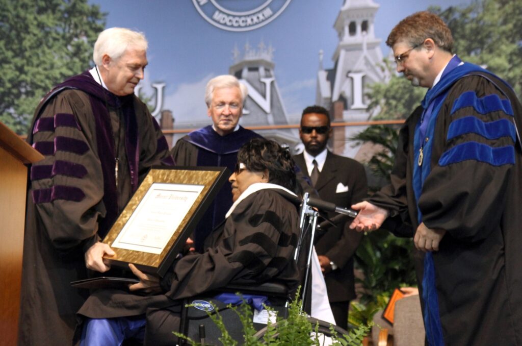 President Underwood with Little Richard at Commencement