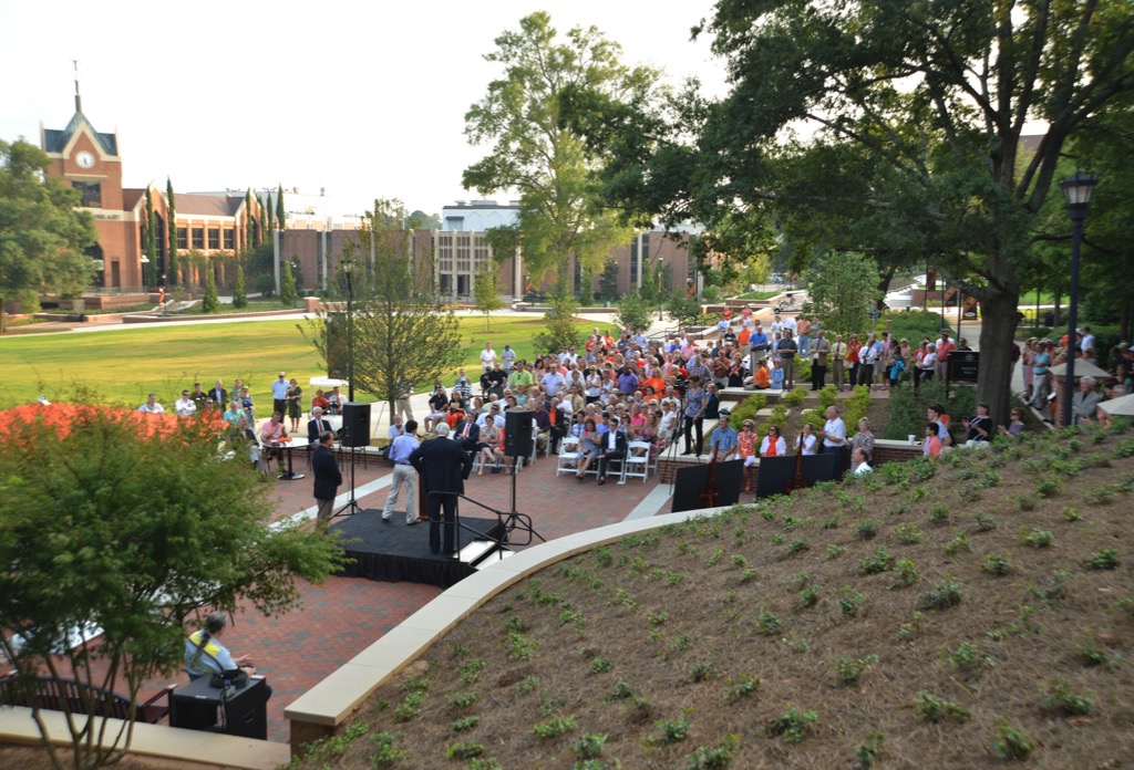 People gathered for the Cruz Plaza dedication
