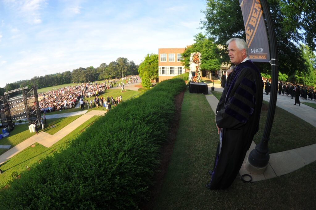 President Underwood overlooking the crowd at Commencement in Atlanta