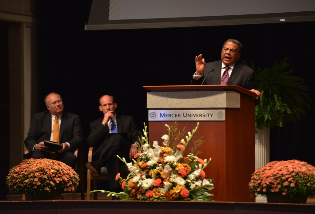Form U.N. Ambassador Andrew Young speaks on stage